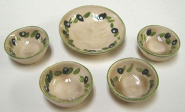 Serving Bowl Set, Olive Pattern