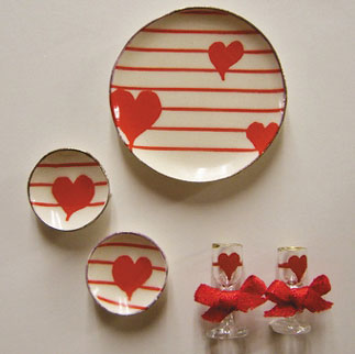 Heart Platter, Wine Goblets