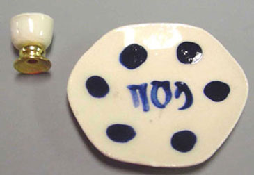 Ceramic Seder Plate and Goblet
