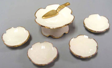 Cake Set White and Gold 6Pcs.