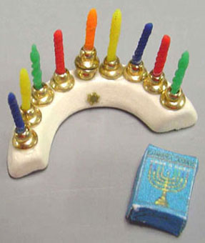 Round Ceramic Menorah with Candles