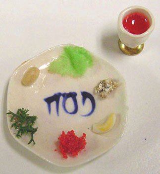 Seder Plate with Food and Filled Goblet