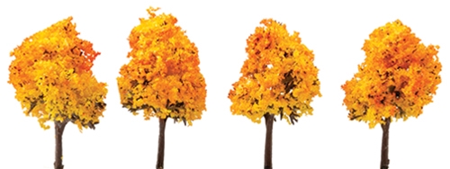 2-1/2 Inch Red/Orange Autumn Tree, 4PK