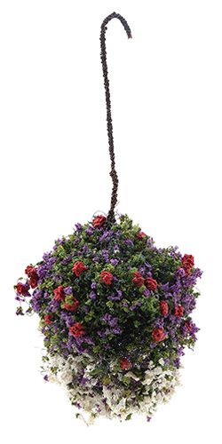 Hanging Basket, Red-Purple-White, Large