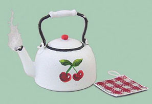 Teakettle with Cherries and Potholder