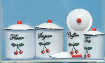 Cherry On Flour, Sugar, Coffee Tea Canister Set with Scoop