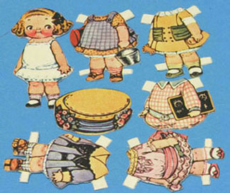 Dolly Dingle Paper Doll with Clothes, 1-1/2" H