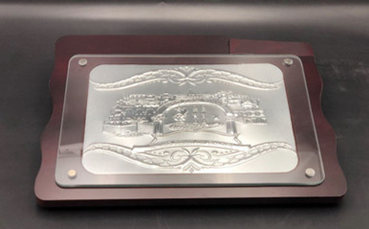 Wood and Silver Plated Challah Board with Knife