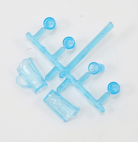 Crystal Pitcher with 4 Tumblers, Kit, Blue