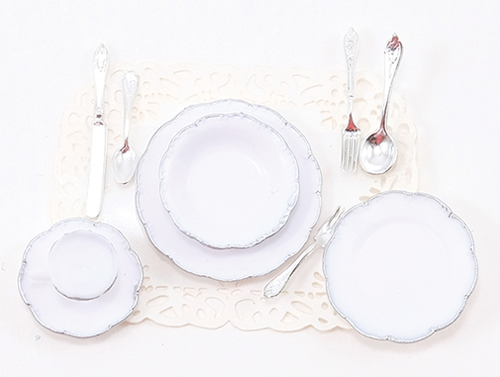 One Place Setting-Silver Trim