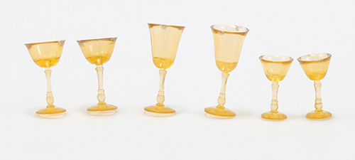 6 Pcs, Stemware, Amber