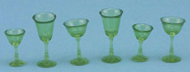 6 Pcs, Stemware Transparent Green