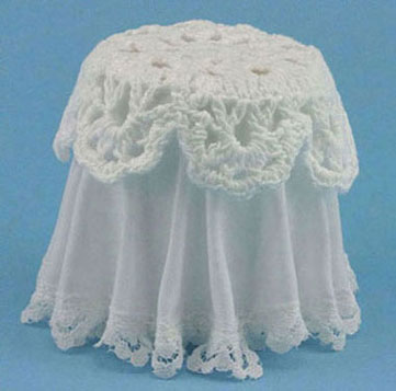 Lace Top Skirted Table, White