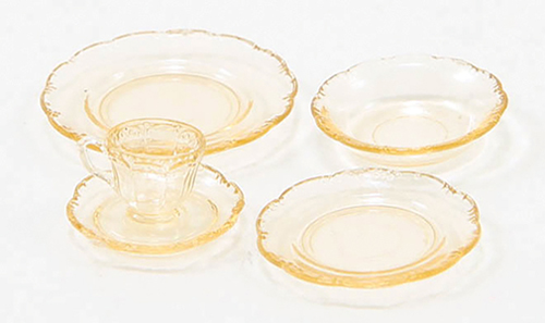 Depression Dish Set, 5Pc, Amber