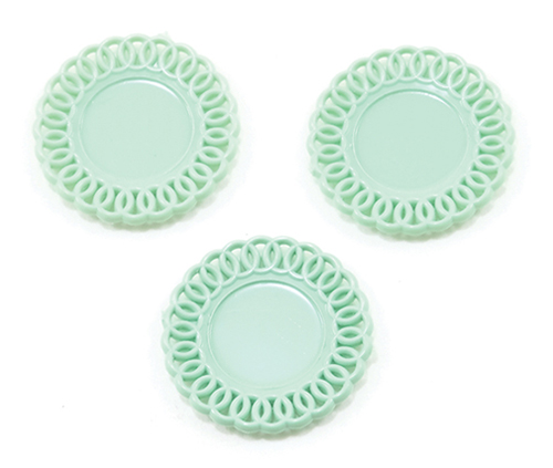 Lace-Edged Plates, 3Pc, Jadeite