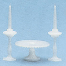M-70W Cake Plate/Candlesticks Minikit, White