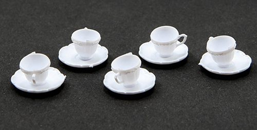 Cups And Saucers/White, 24Pc