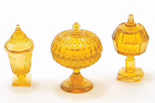 Candy Dishes, 3Pc Amber