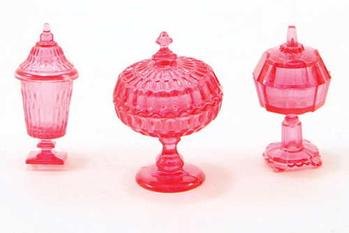 Candy Dishes, 3Pc, Cranberry