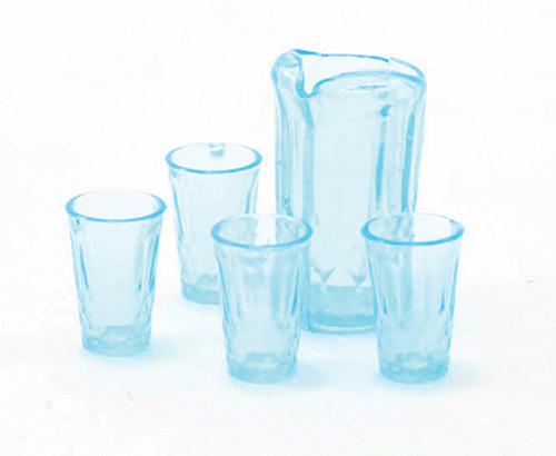 Pitcher with 4 Glasses, Blue