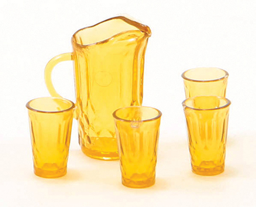 Pitcher with 4 Glasses, Dark Amber