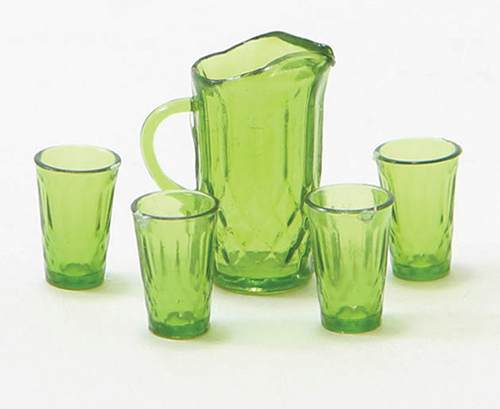 Pitcher with 4 Glasses, Emerald Green