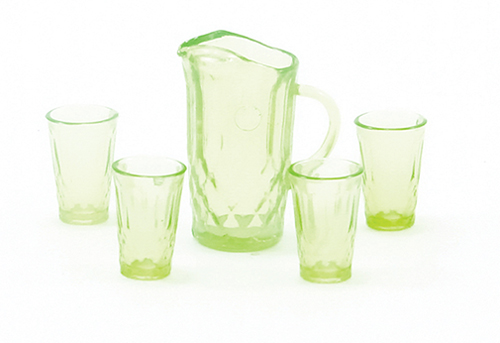 Pitcher with 4 Glasses, Green