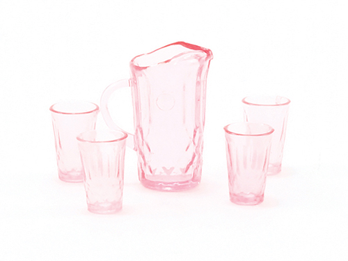 Pitcher with 4 Glasses, Pink