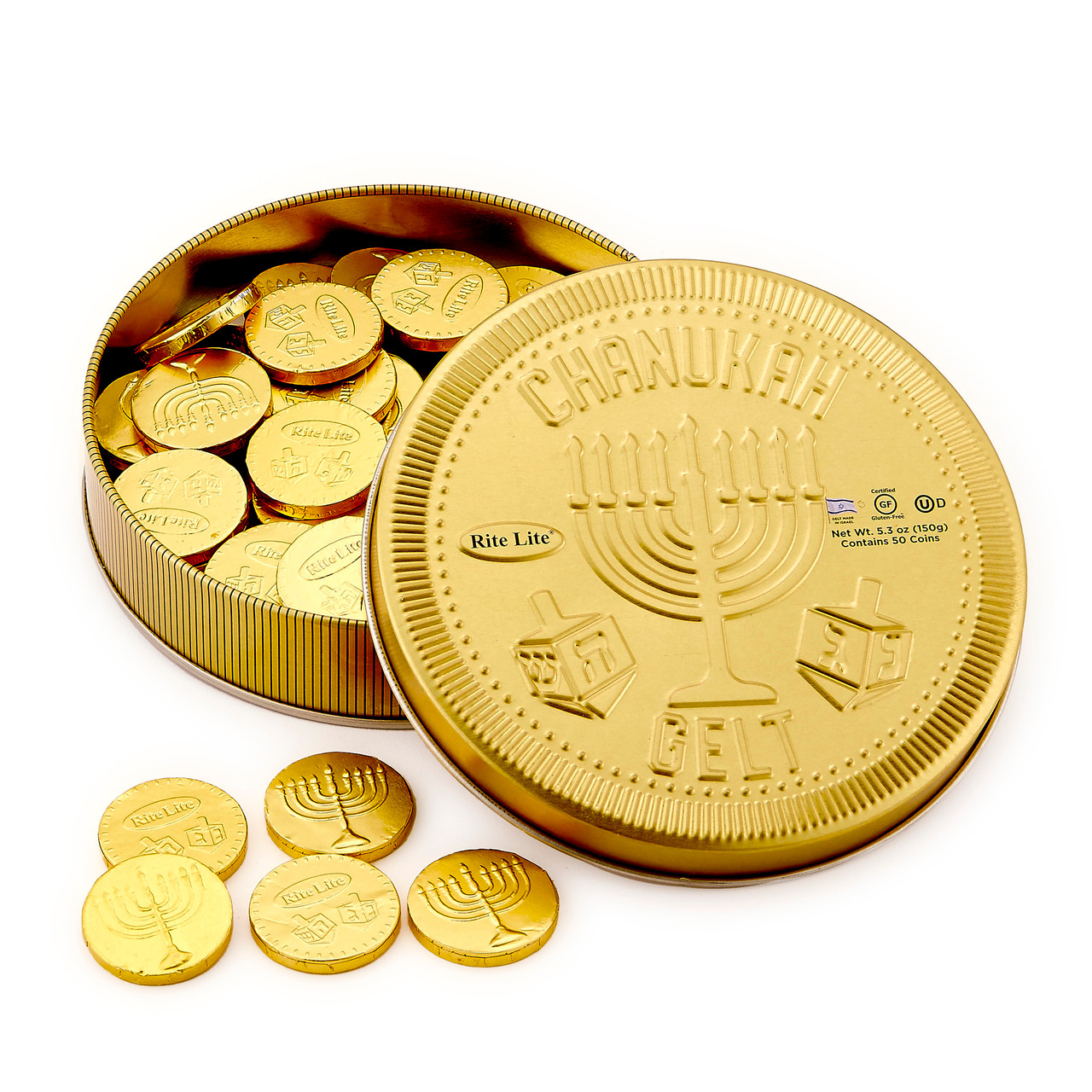50 Milk Chocolate Chanukah Coins in Collectible Gift Tin