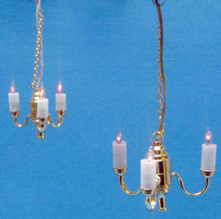 1/2" Scale 3-Arm Colonial Chandelier