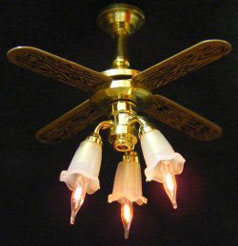 1/2" Scale Ceiling Fan with 3 Tulip Shades