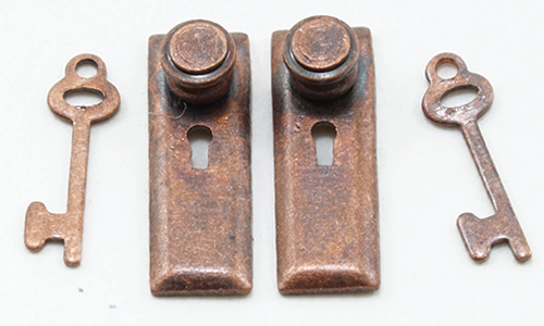 1/2" Scale Door Knob, Keyplate, Keys, Bronze