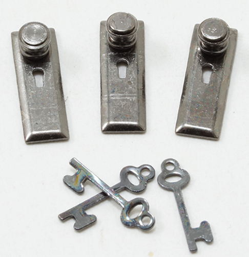 1/2" Scale Door Knob, Keyplate, Keys, Pewter