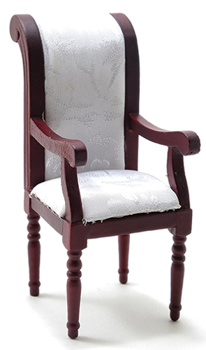 Armchair, Mahogany with White Fabric