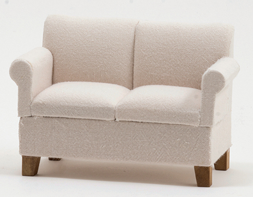 Loveseat, White Fabric