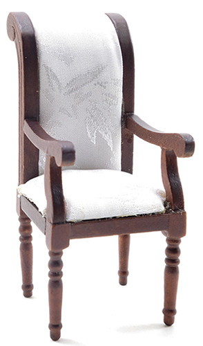 Armchair, Walnut with White Fabric