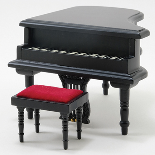 Baby Grand Piano with Stool, Black