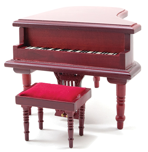 Baby Grand Piano with Bench, Mahogany