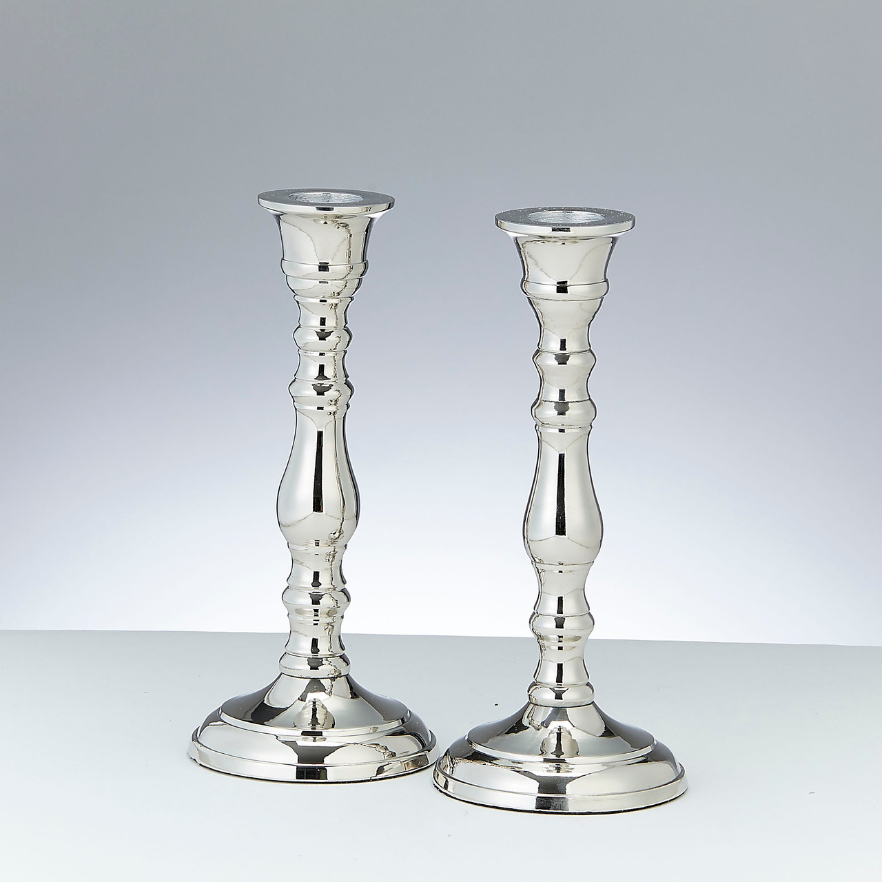 Set of 2 Nickel Plated Candlesticks 7"
