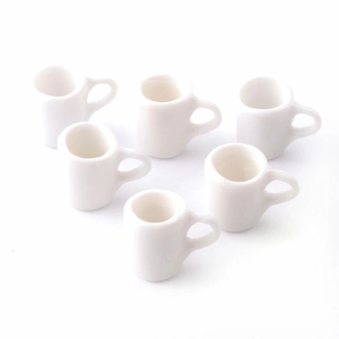 Pack of 6 White Modern Mugs