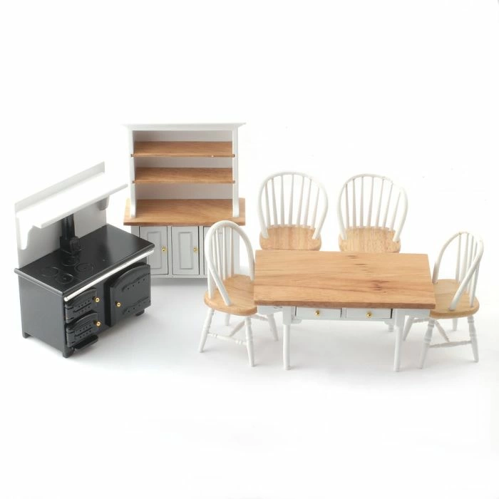 White and Pine Kitchen Set