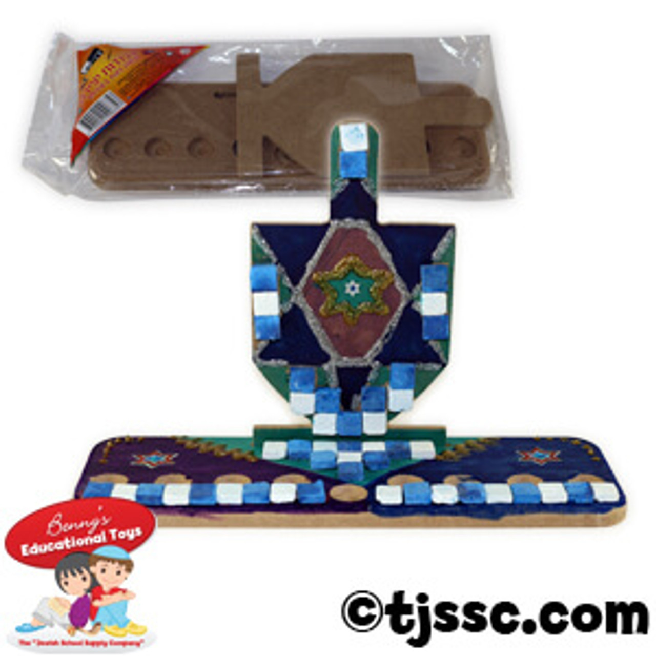 MDF Upright Hanukkah Menorah (Dreidel Design) D-I-Y Craft Project