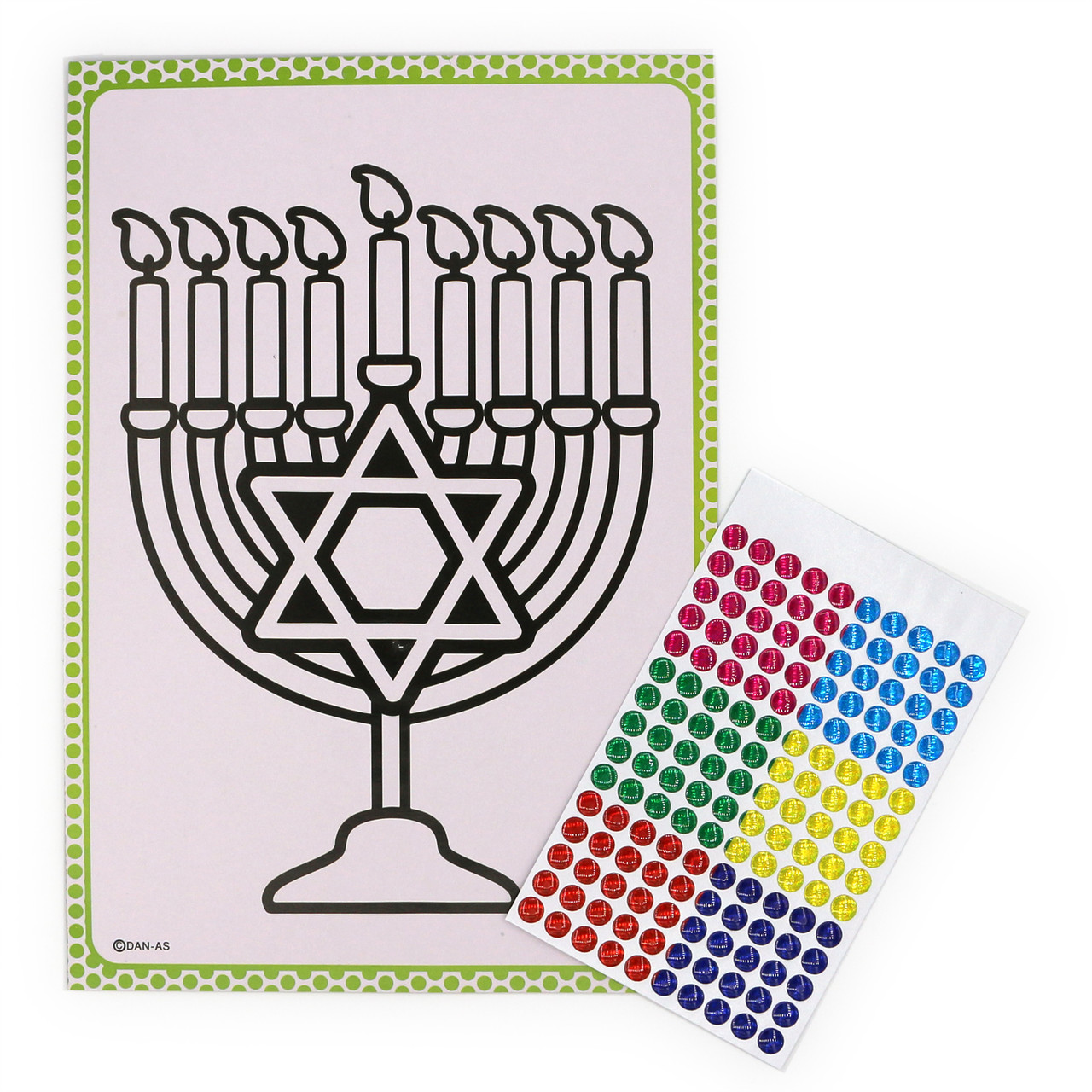 Chanukah Menorah Gem Sticker Dot Craft - 10 Pack