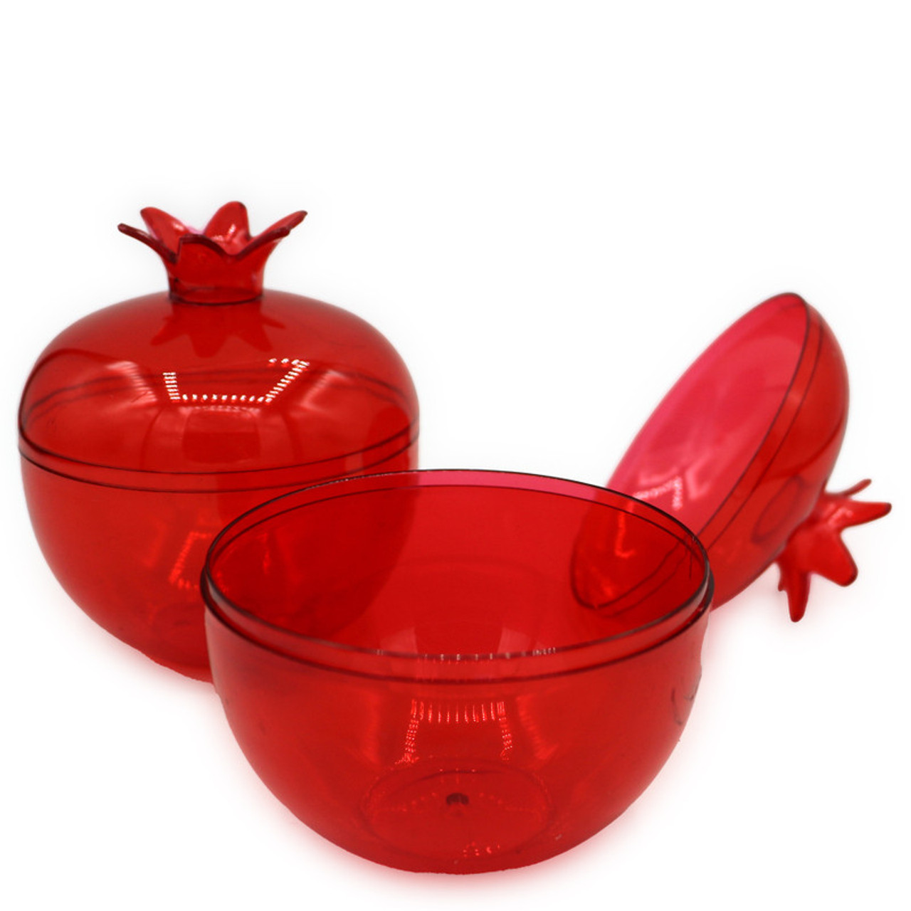 Rimon B'Dvash Translucent Plastic Red Pomegranate Container - Pack of 6