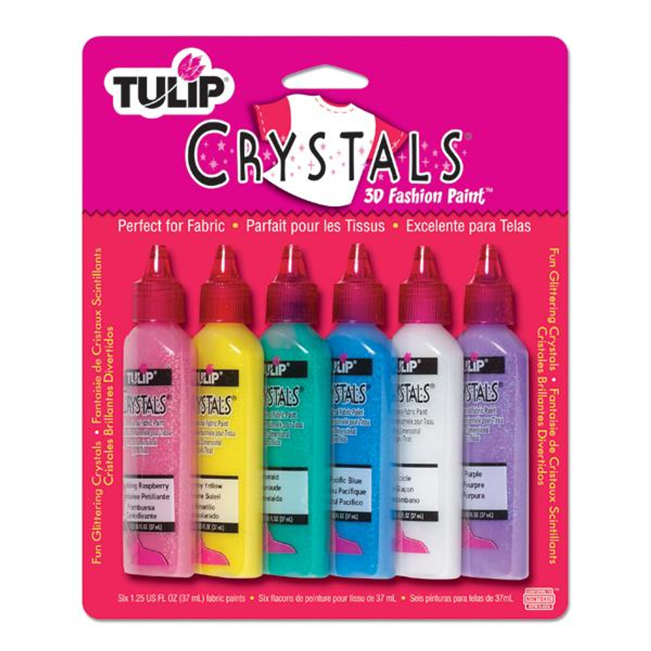 Tulip 3D Fashion Paint "Crystals" 6 applicators, 37ml. ea.