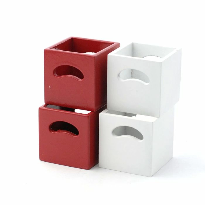 Cherry & White Storage Boxes, 4 Pcs