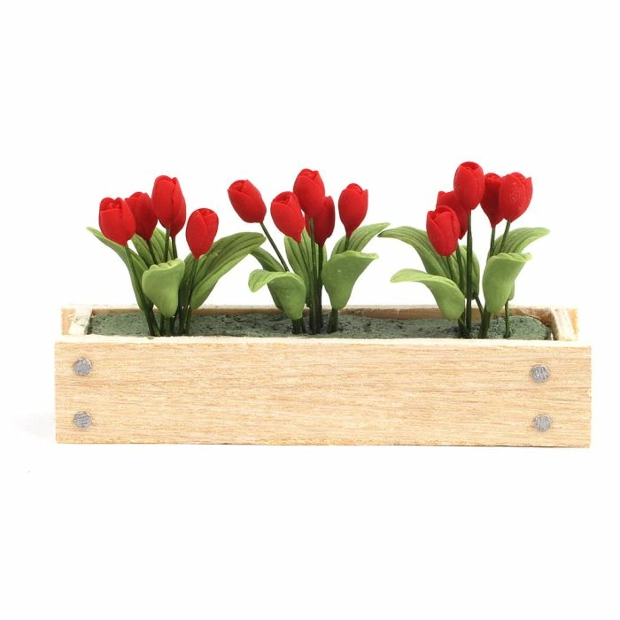 Window Box Red Tulips