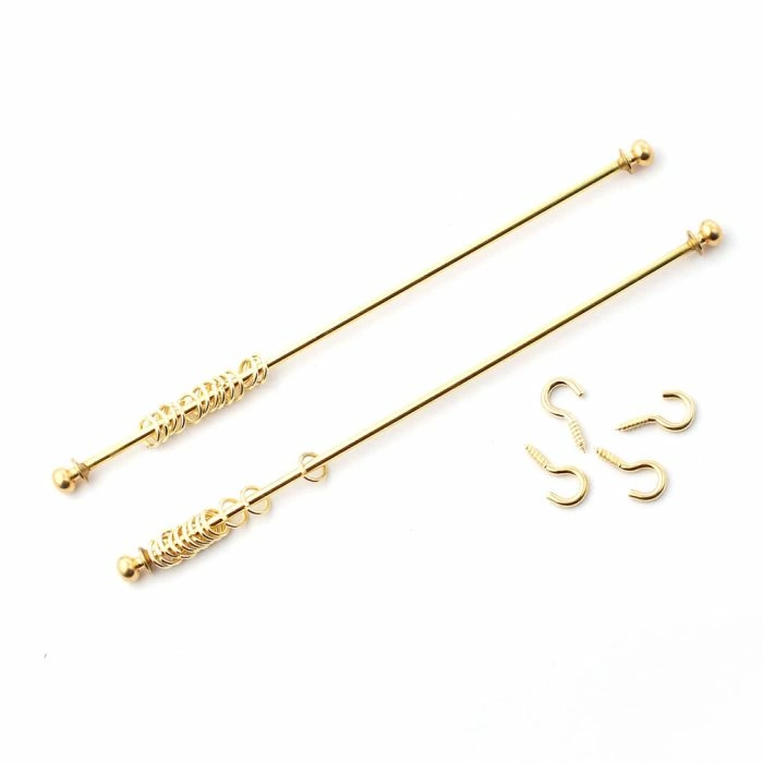 Two Curtain Rods/rails with Rings & Hooks, Length 140mm