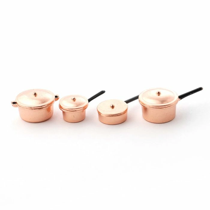 'Copper' Saucepans & Casserole, 8 Pcs