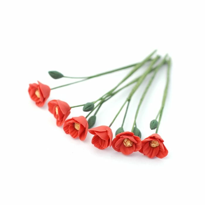Red Poppies, 6 Pcs